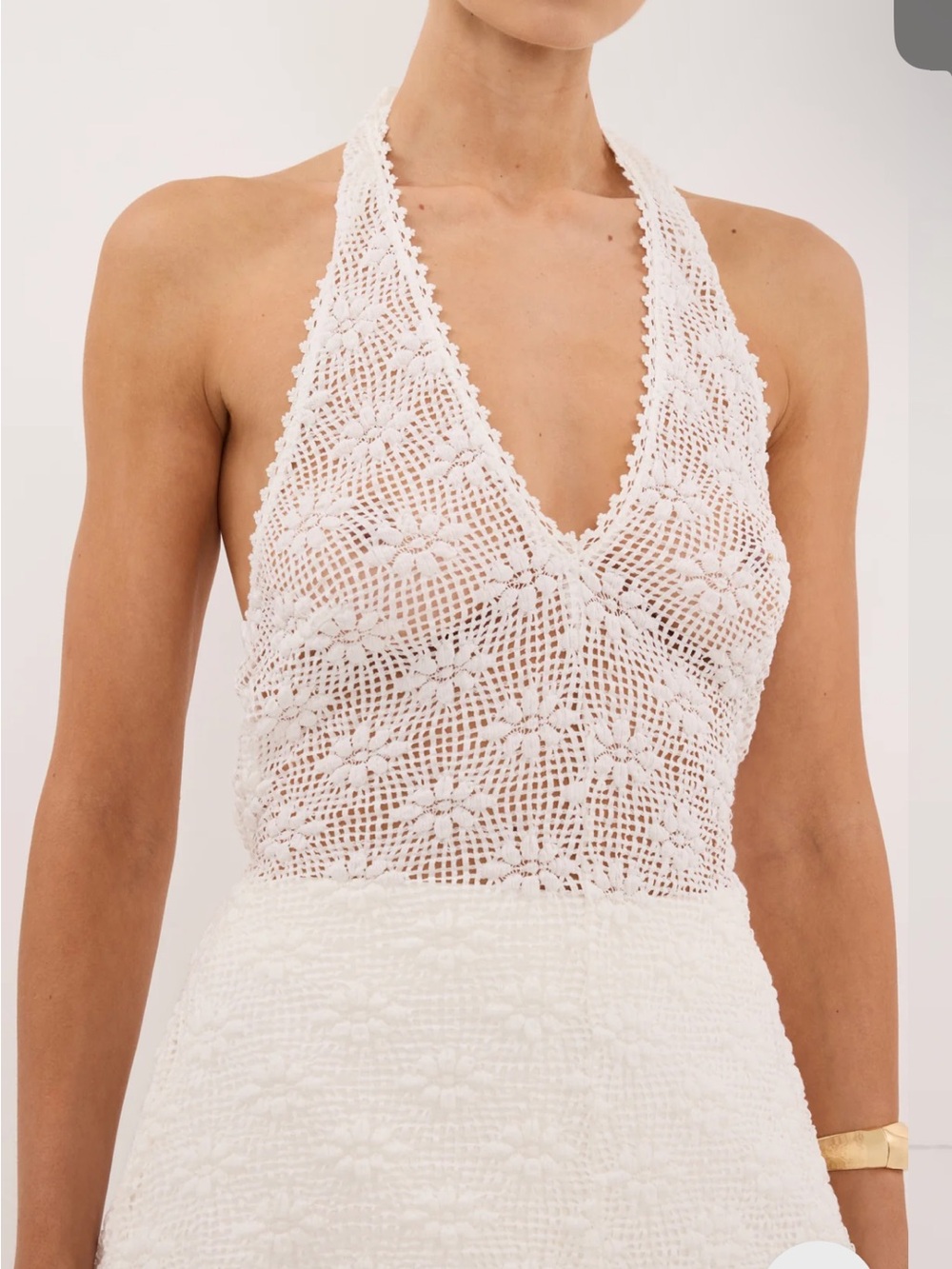 DISSH White Crochet Halter Tank Top - Picture 2 of 7